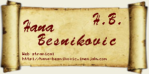 Hana Besniković vizit kartica